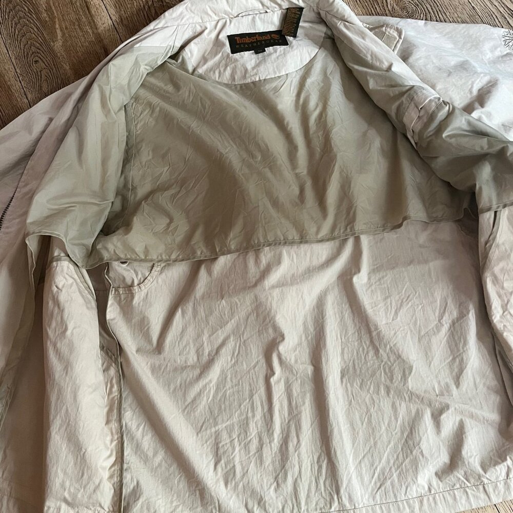 Timberland Weather Gear w/ hood  Zip Up Button Up Beige Collared Jacket  SZ M - Picture 4 of 11